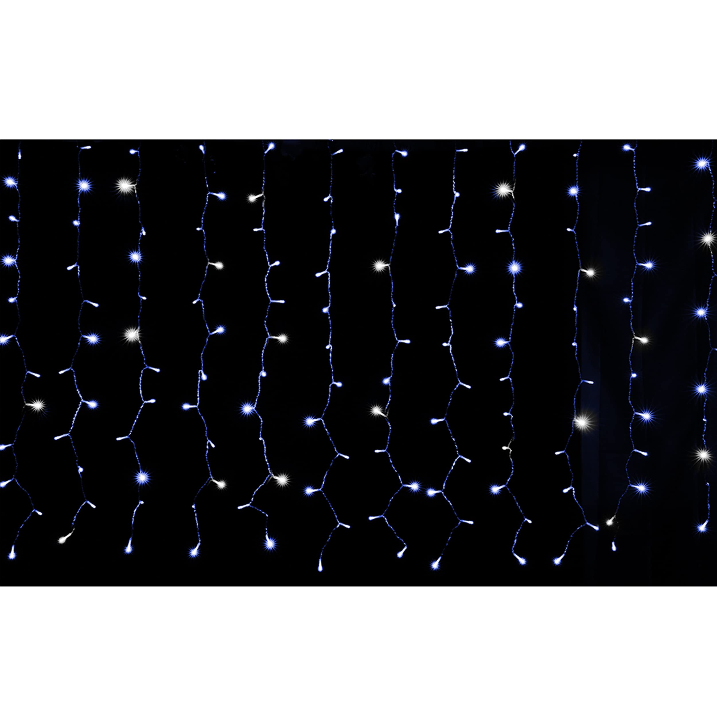 H HANSEL HOME Cortina de Luces LED de 3m x 1m 160 LED Fijo+40 LED Flash Cortina Luces Navidad Impermeable IP44 Exterior y Interior - Luz Azul y Blanca Efecto Flash