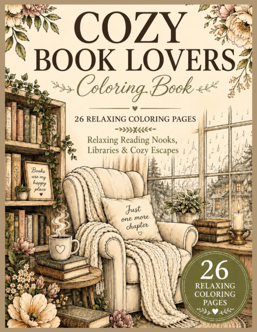Cozy Book Lovers Coloring Book: Relaxing Reading Nooks, Libraries & Cozy Escapes