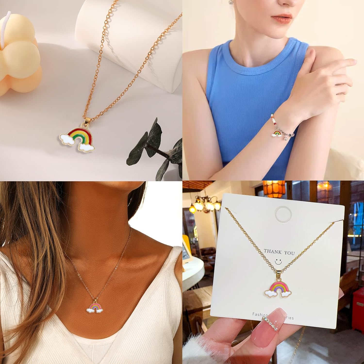 Honbay 40PCS Enamel Rainbow Charms Pendant Alloy Rainbow Clouds Pendants for Earring Necklace Bracelet Keychain Jewelry Craft Making (2 Color) - Image 4