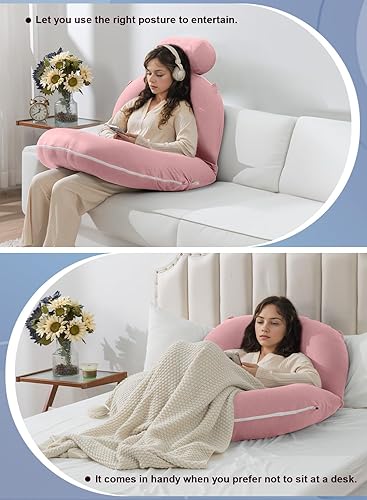 Vista 12 de INSEN Almohada de lectura, almohada de espalda para sentarse en la cama para leer, enfermera y relajarse, almohada de lectura para adultos, madres