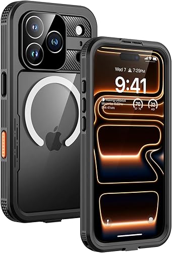 Miniatura 27 de Lanhiem Funda magnética para iPhone 17 Pro Max, IP68 impermeable, a prueba de polvo, compatible con Magsafe, protector de pantalla integrado, cuerpo