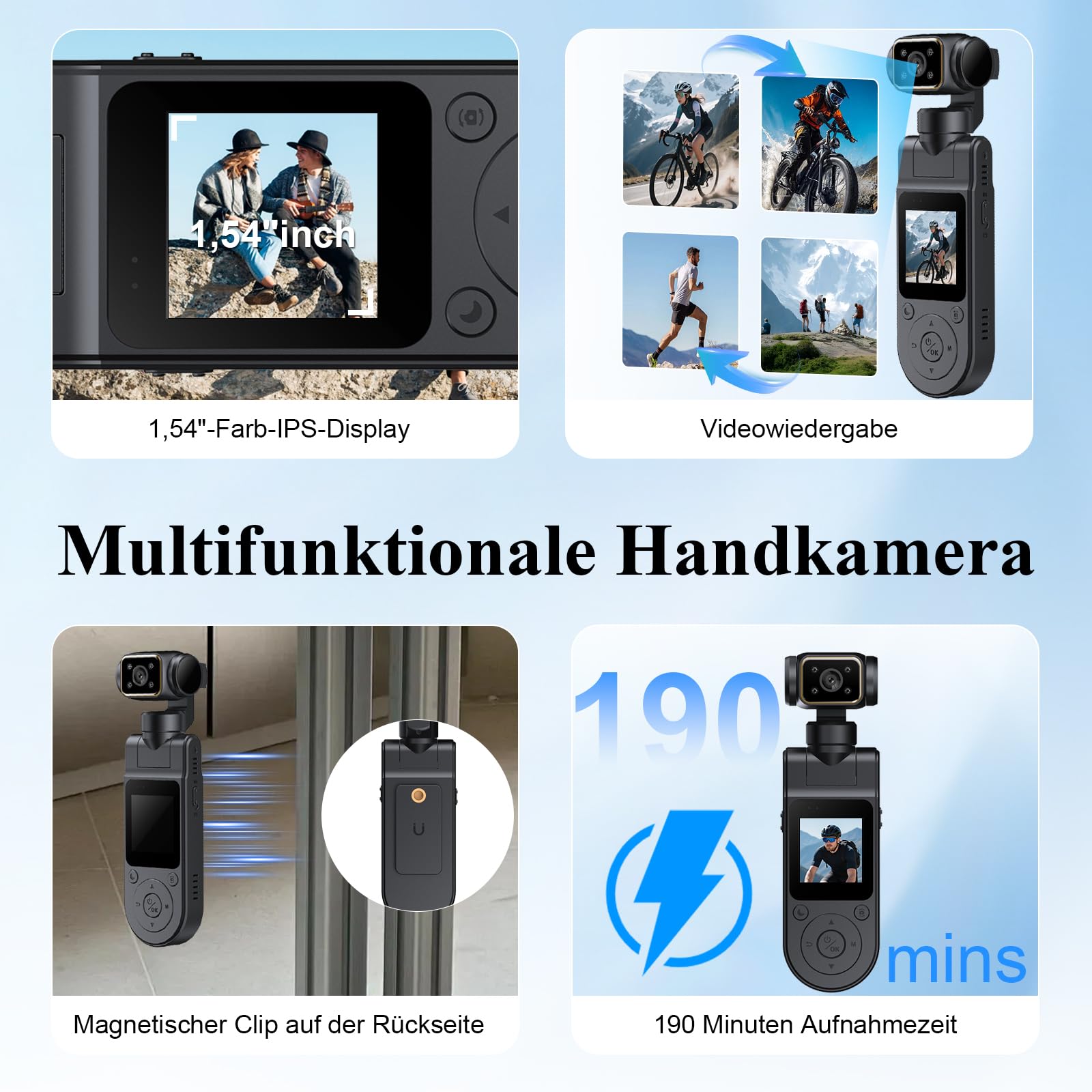 2K Pocket Vlogging Kamera, Handheld Body Kamera für Action/Urlaub