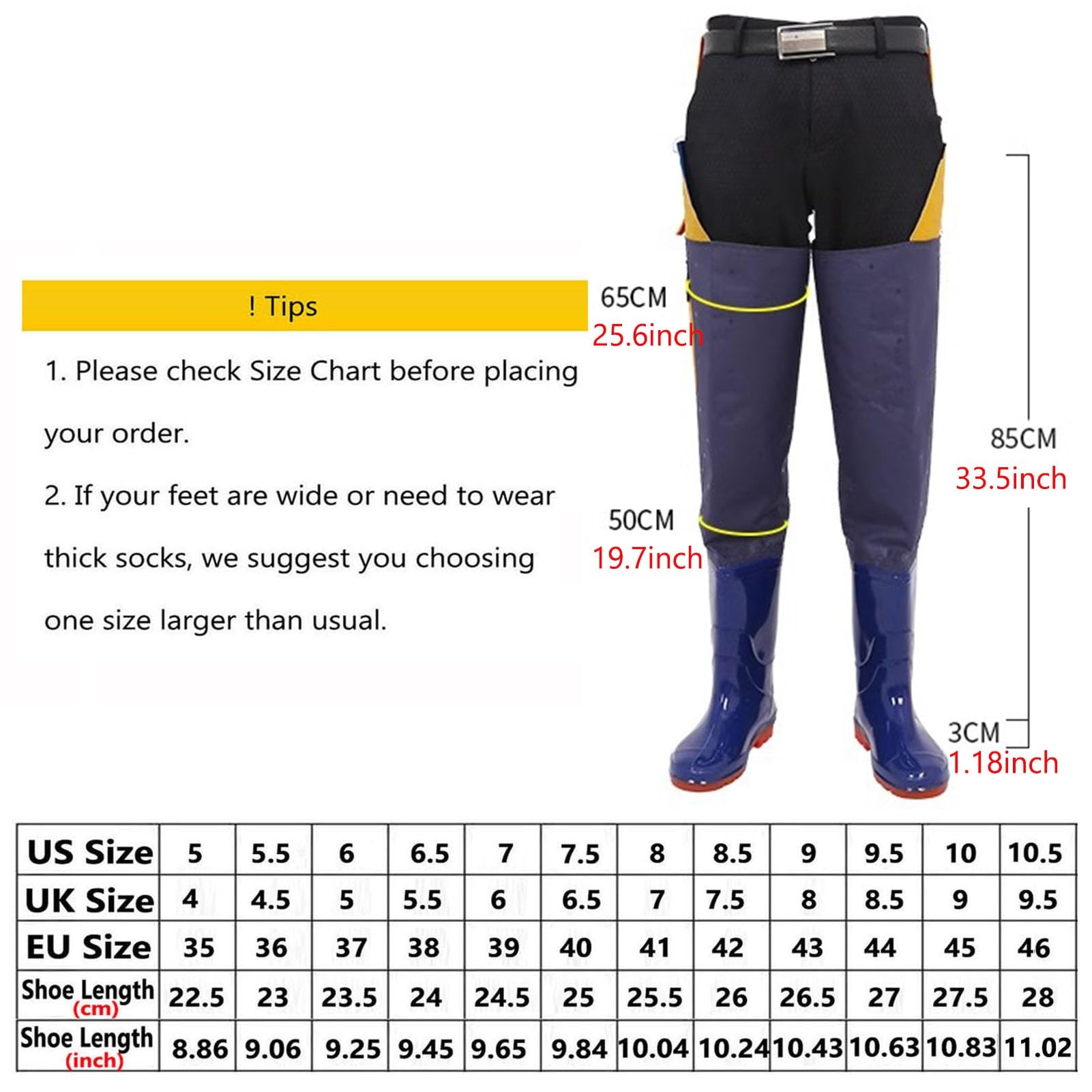 Waders Pesca Stivali da Pesca in PVC Impermeabili con Tasca per Uomo E Donna, Suola Spessa in Tendine di Manzo, Stivali Leggeri per Pesca E Caccia