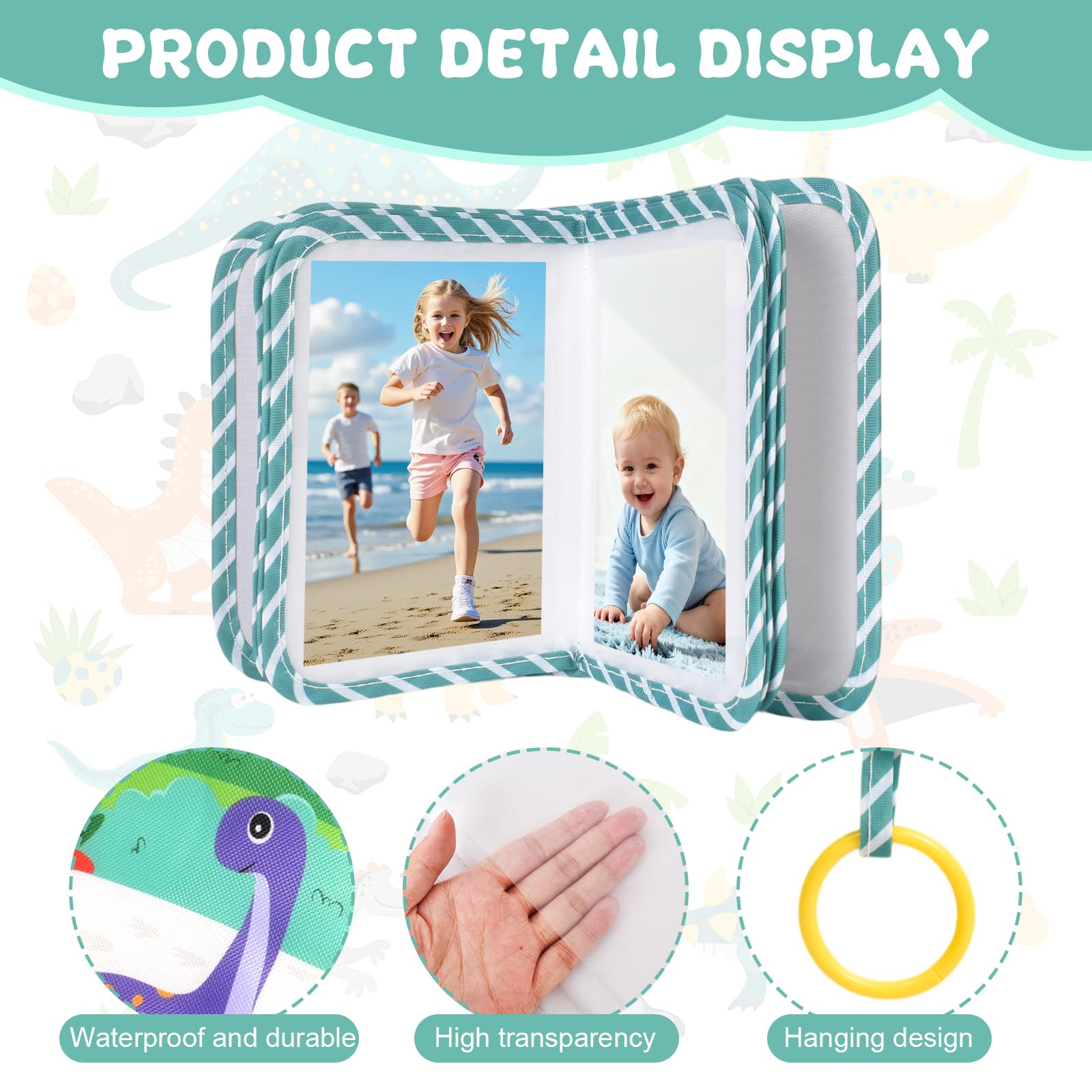Baby Photo Album Soft Cloth Book - My First Year Memory Book with 17 Photo Pockets & Safe Mirror - Image 3