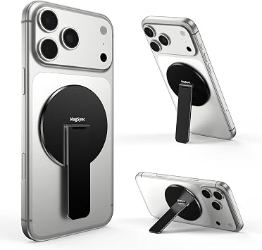 Magnetic Phone Grip with Kickstand, 3-in-1 Ultra-Slim Stand, Black