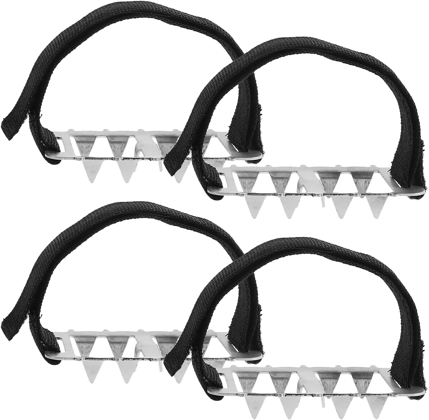 BESPORTBLE Outdoor Non Slip Ice Cleats for Shoes and Boots, 10-Spike Thickened Stainless Steel Crampon Traction Cleats, Winter Snow Gripper Studs, 2 Pairs for Hiking Climbing