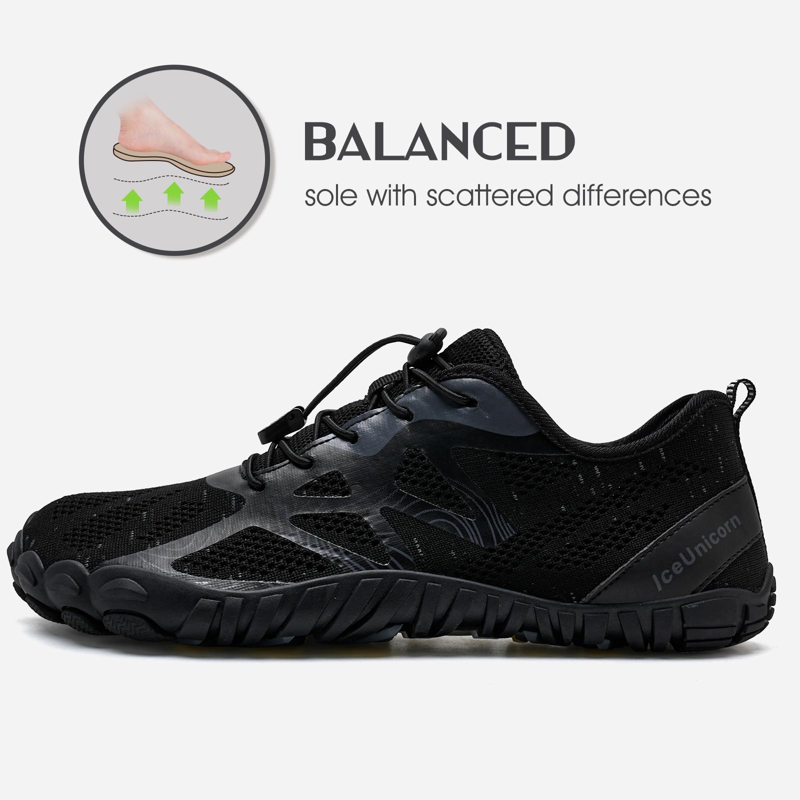 IceUnicorn Herren Damen Barfußschuhe Traillaufschuhe Fitnessschuhe Knit Minimalistische Breiter Zehenbox