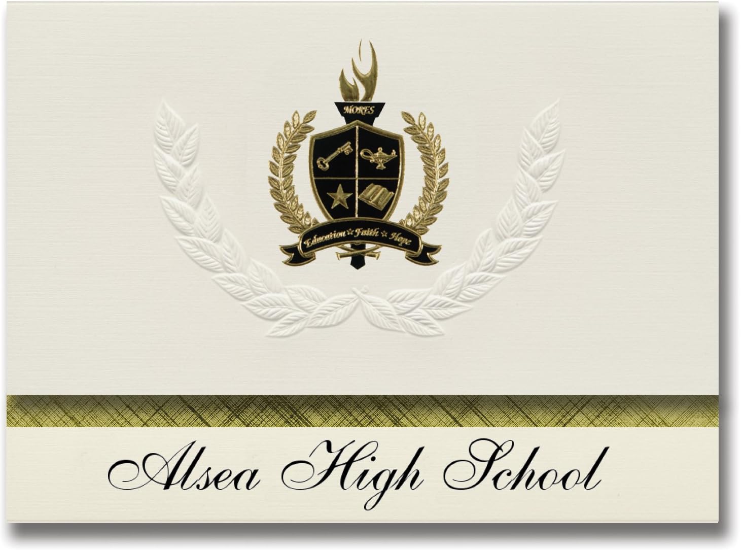 Signature Announcements Alsea High School (Alsea, OR) Graduation Announcements, Presidential style, Basic package of 25 with Gold & Black Metallic Foil seal