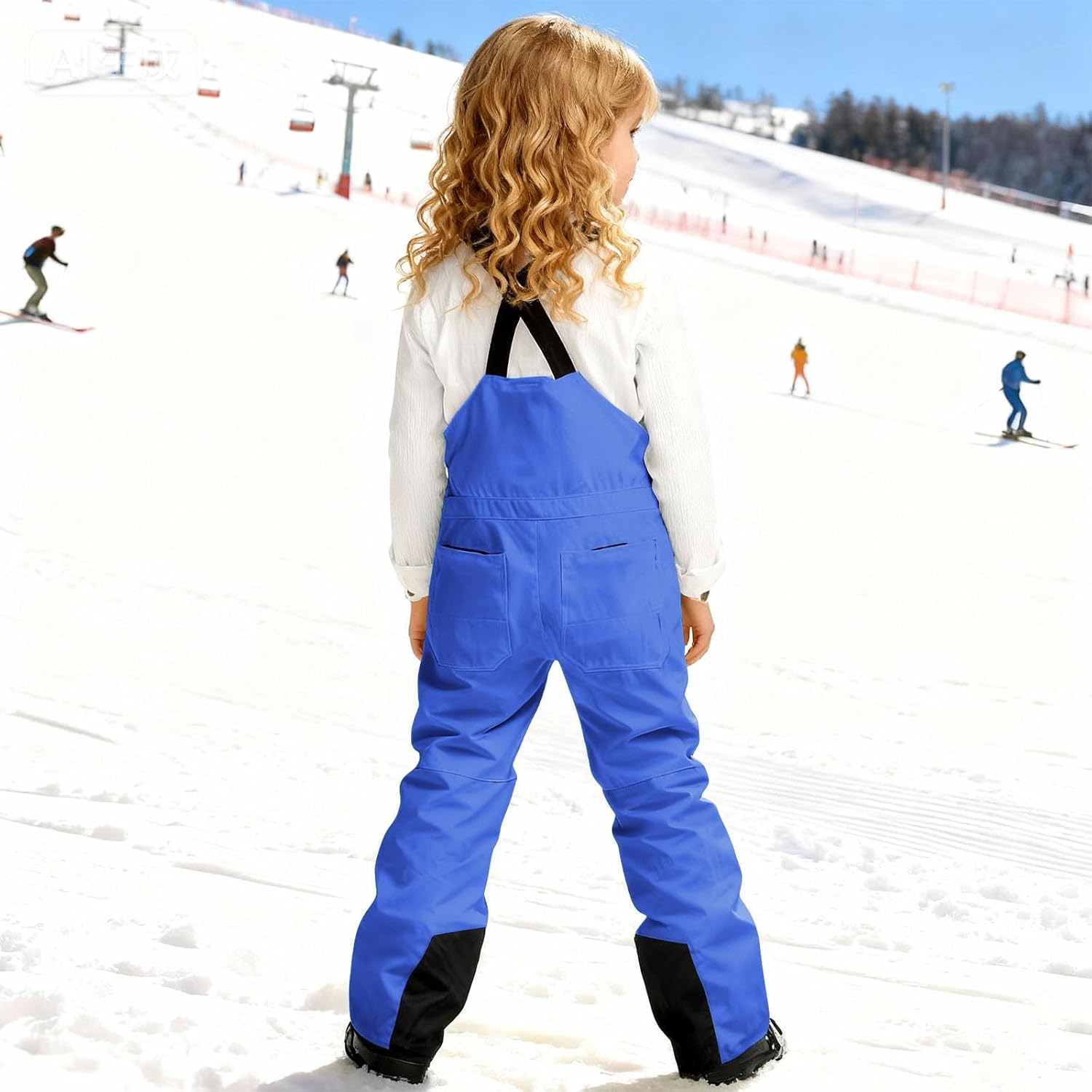 Kids Snowboarding Bibs Ski Pants Girls Adjustable Strap Snowboard Overall Thick Thermal Lightweight Winter Warm