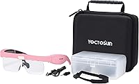 Vista 9 de YOCTOSUN - Lupas con 3 luces LED, estuche de almacenamiento, correa para la cabeza y 5 lentes desmontables 0.75X, 1.25X, 2.0X, 3.0X 4.0X, 2-Rosado