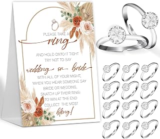 Sxurt Boho Modern Bridal Shower Ring Game - Put a Ring on It with 50 Rings & Sign, Don't Say Bride or Wedding Game