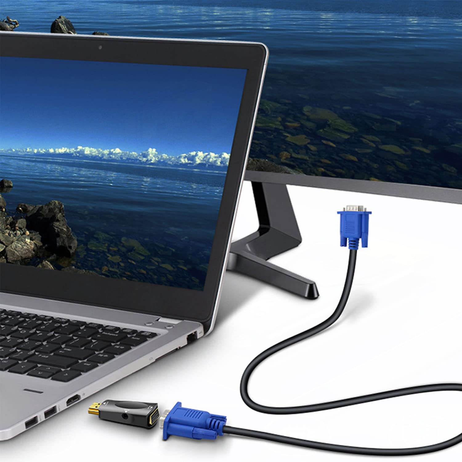 PKOUVOO Adaptateur HDMI VGA Avec Jack 3,5 Mm Femelle (3 Broches