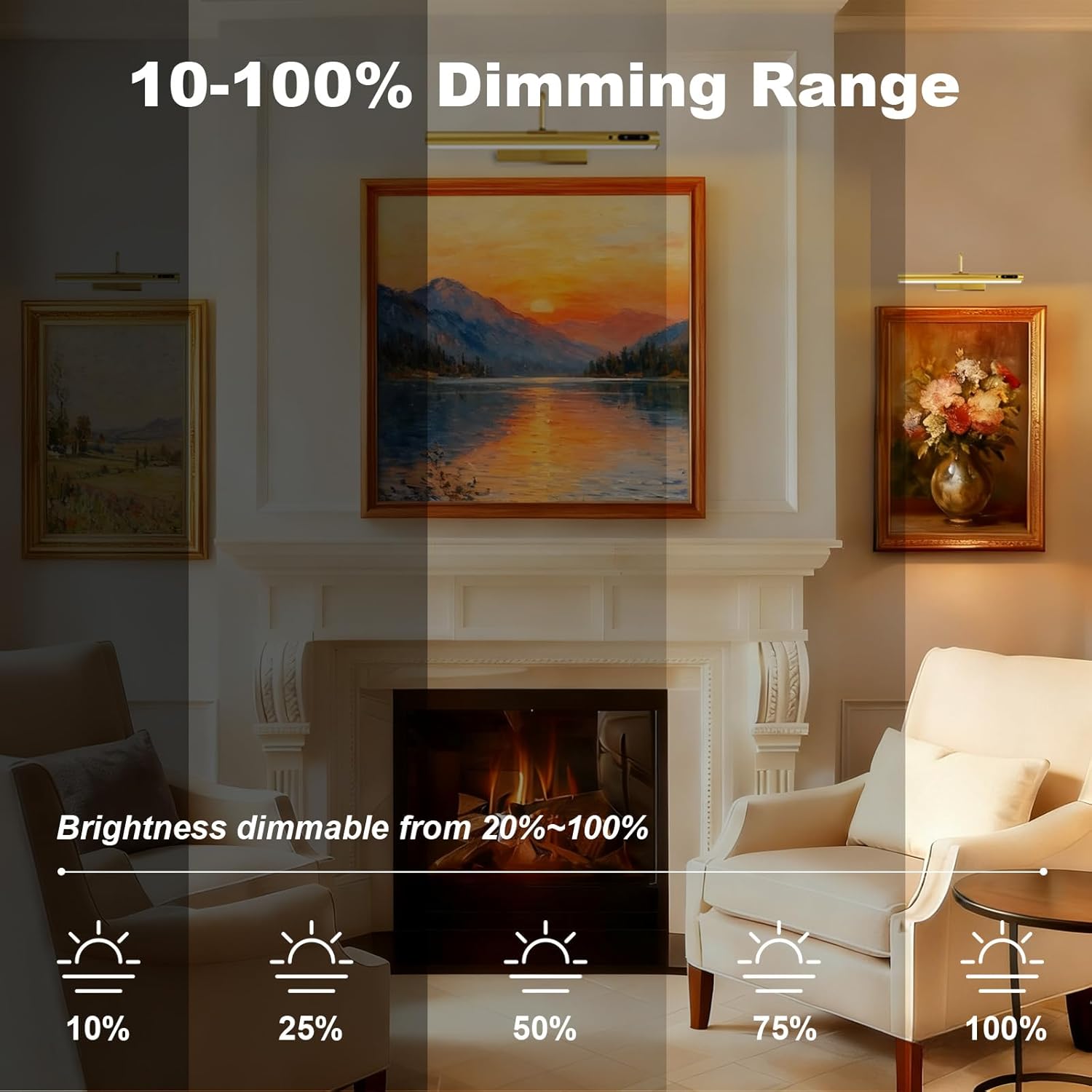 Picture Lights Wall Battery Operated, 14" 6000mAh Rechargeable Display Light with Remote/Rotatable/Dimmable/3CCT Magnetic Wireless Lamp for Painting/Gallery/Artwork/Portraits/Phote/Frame/Poster(Brass)