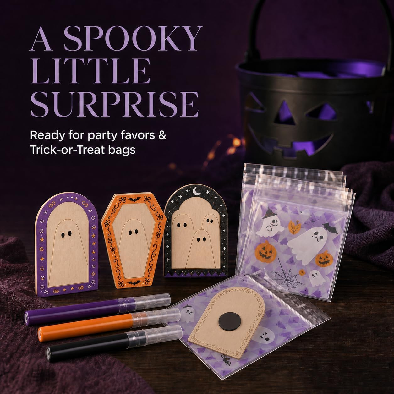 12 Set Halloween Wooden Ghost Picture Frame DIY Craft Kit for Decorations image 4