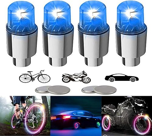 4 piezas de luces LED para rueda de bicicleta, tapones para válvulas de neumáticos de automóvil, tapas de vástagos de bicicleta, motocicleta,