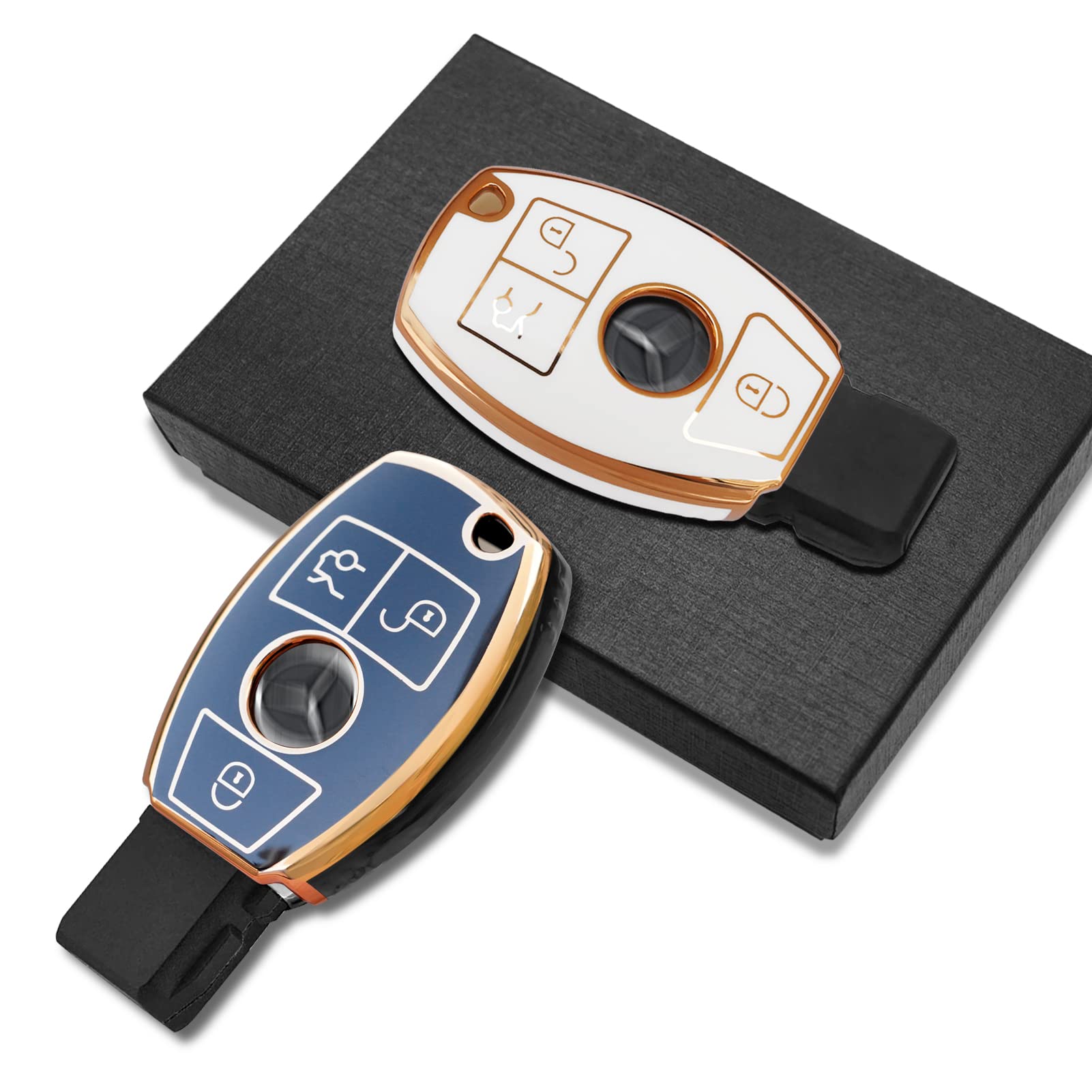 ontto Cover per Chiave Auto, Adatta per Mercedes A B C E R Classe GLA GLK GLC CLS CLA AMG