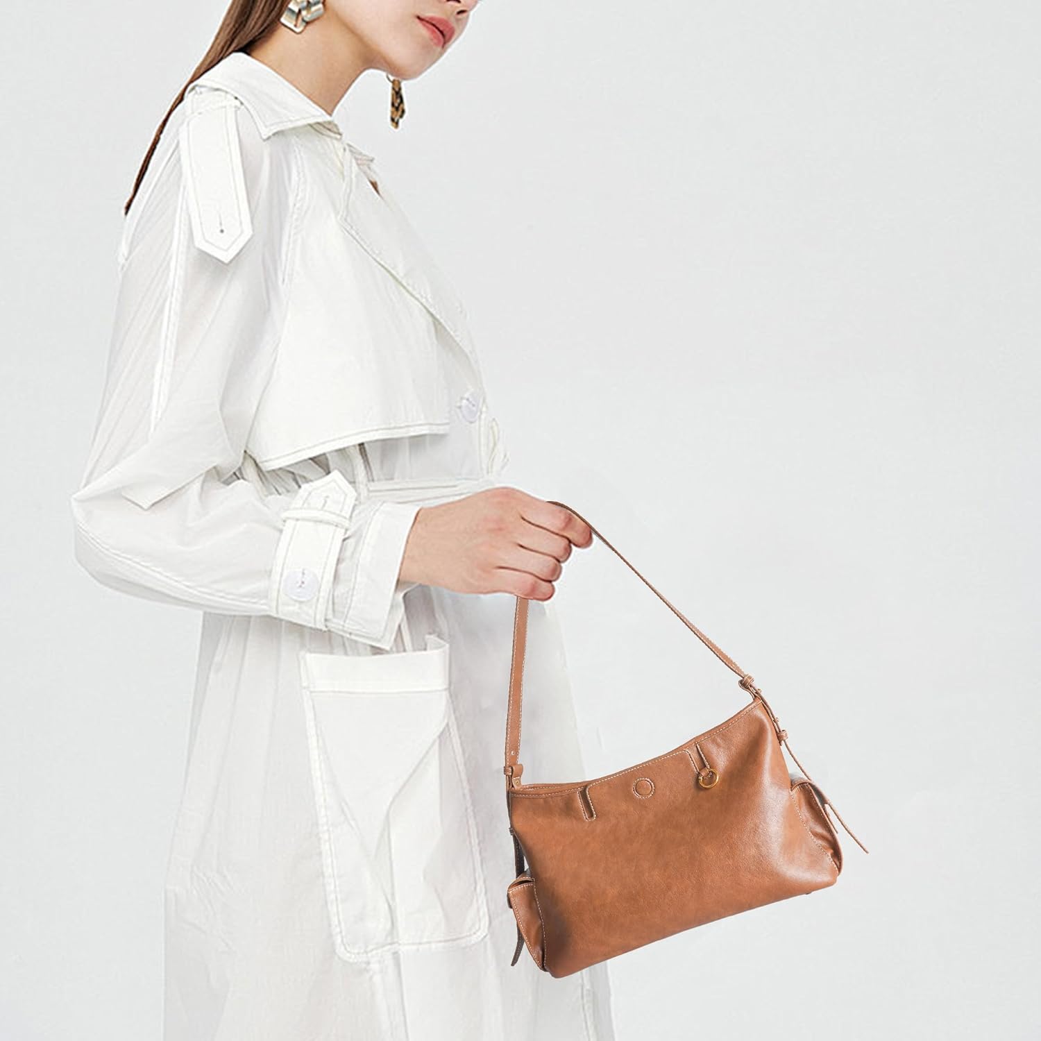 Shoulder Bags for Women Under the Arm Large Bag PU Laether Ladies Shoulder Totes Bag with Zipper Clouser