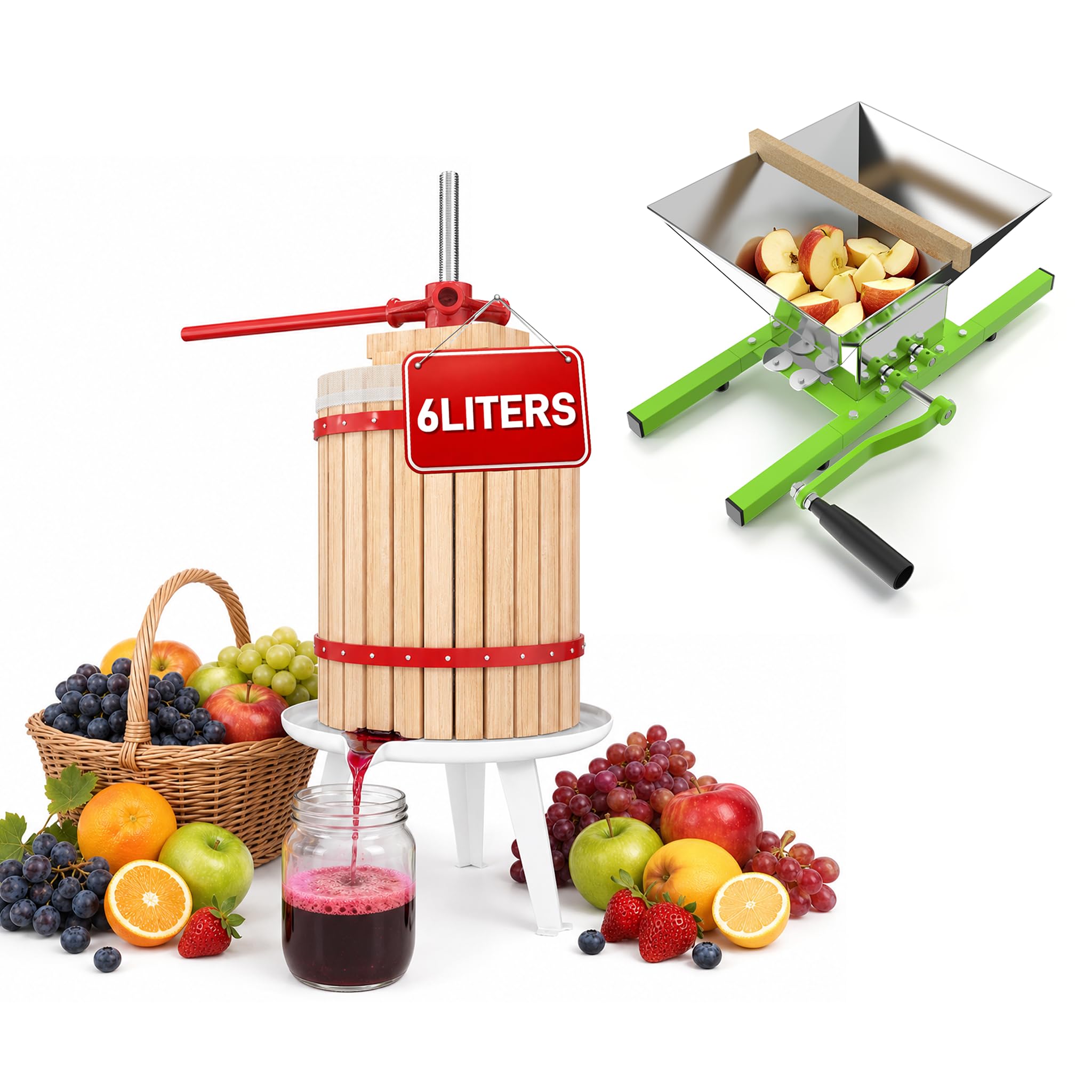 Spremifrutta manuale in legno da 6 l e acciaio inox, 7 l