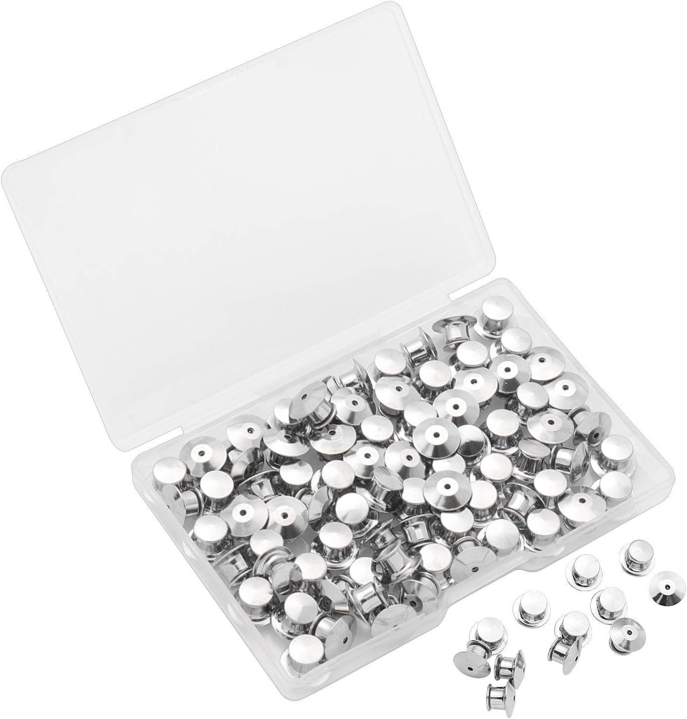 SUBANG 30 Pieces Metal Pin Backs Locking Pin Keepers Locking Clasp with Storage Case