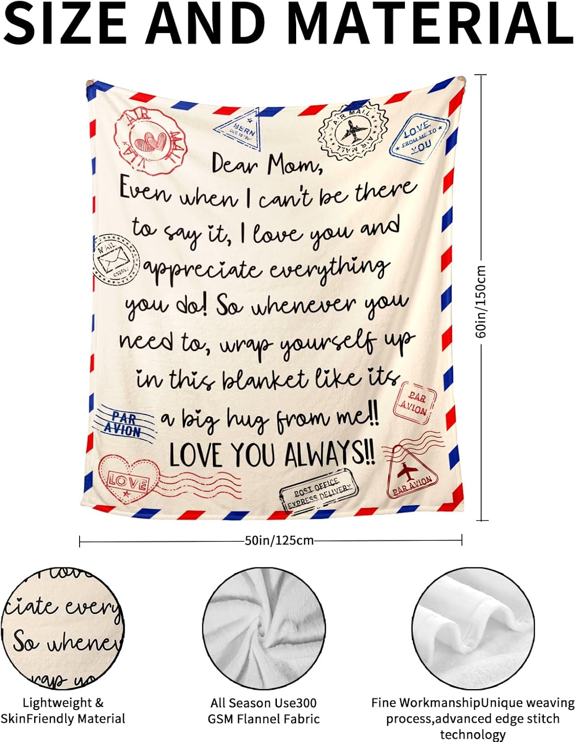 Birthday Gifts for Mom, Mom Gifts from Daughters Son, to My Dear Mommy Blanket, Best Moms Ever Gift, Moms Gift for Christmas Mothers Day Valentines Day, Cozy Mama Blanket for Couch Bed Sofa 50"x60" - Image 3