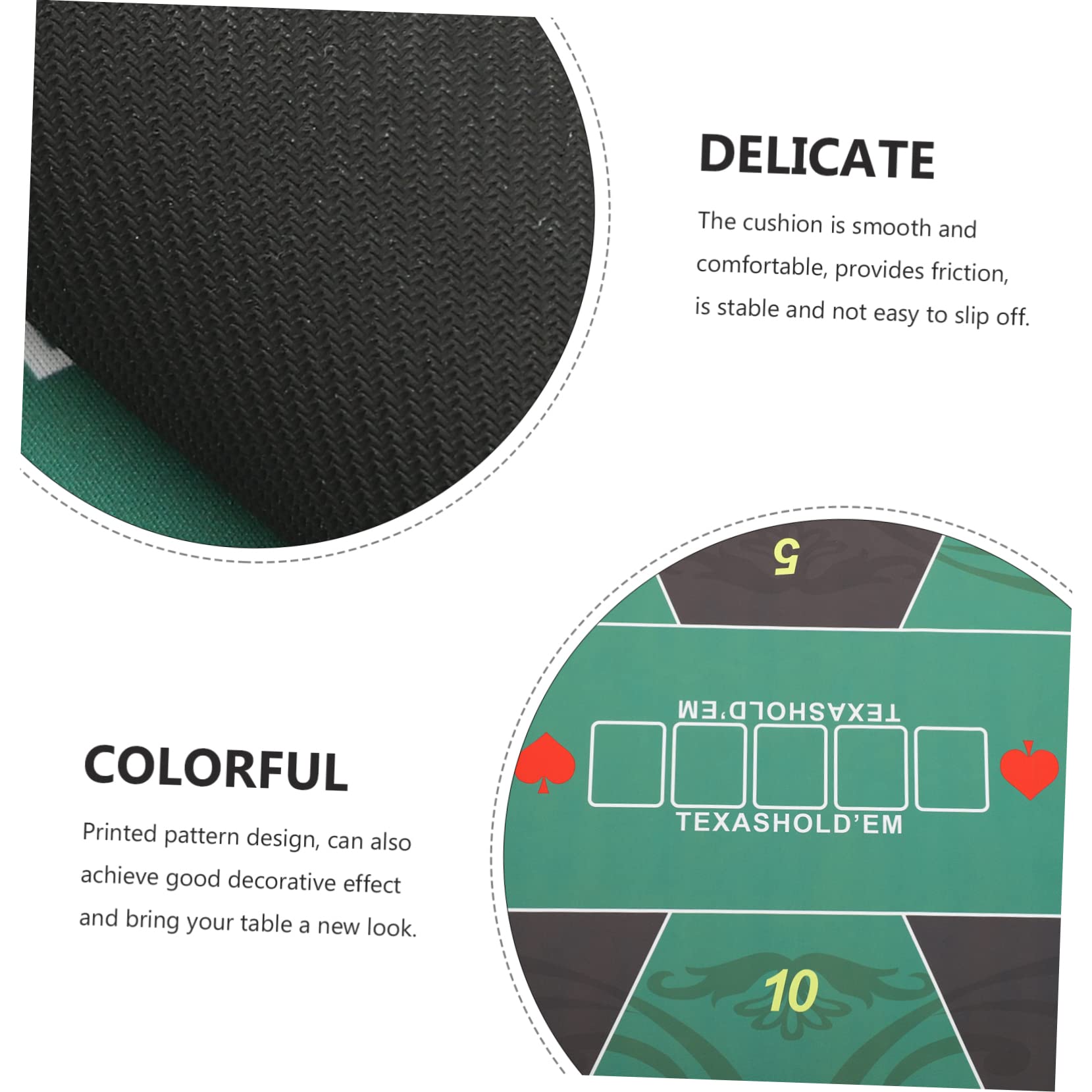 Quadratische Tischdecke aus Grünem Gummi rutschfeste Pokermatte und Pokerkissen Rechteckige Universalmatte für Pokertische für Familienspiele und Rollenspiele Leicht