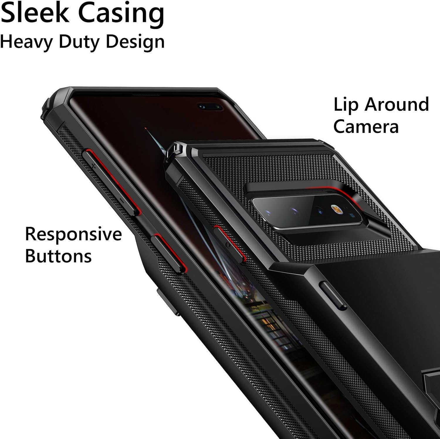 Vofolen Case for Galaxy S10 Plus Case Wallet [4 Card Pocket] Card Holder Slot Anti-Scratch Dual Layer Protective Bumper Tough Rubber Armor Hard Shell Cover Case for Samsung Galaxy S10 Plus Black