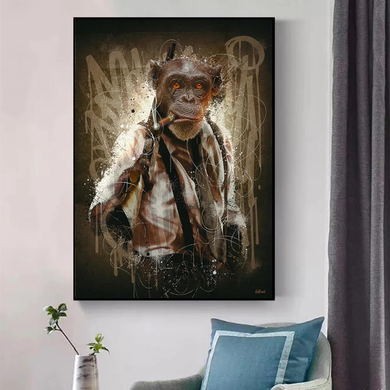 Toile Singe Costume Graffiti pour Salon Moderne et Chambre Ado - 7