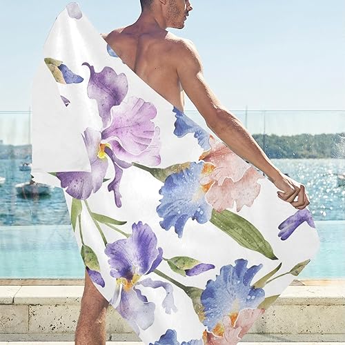 Miniatura 3 de susiyo Toalla de playa de 30 x 60 pulgadas, toalla de flores de iris de color acuarela para playa, mujeres, viajes