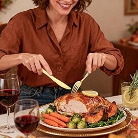 WDF 160 Piece Gold Plastic Silverware - Heavy Duty Gold Silverware Includes 80 Forks, 40 Spoons, 40 Knives, Plastic Utensils Perfect for Wedding, Christmas Party