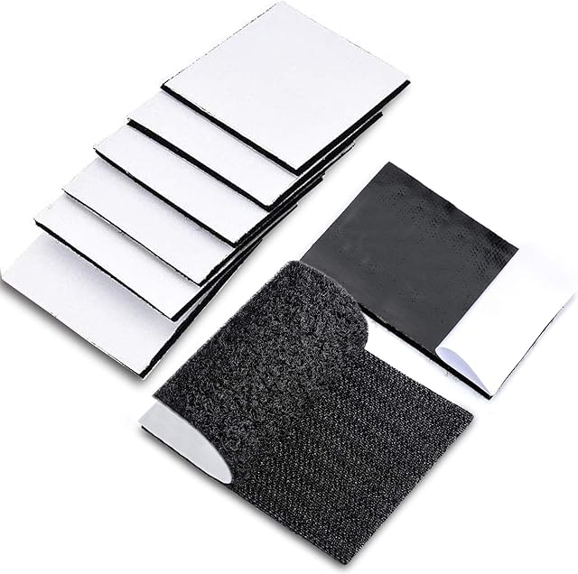 TEUVO 6 Pairs Sticky Pads, 11CM Wide and 15CM Long Hook and Loop Tape with Adhesive for Crafting DIY, Home and Office Applications of Fixing, Mounting and Hanging