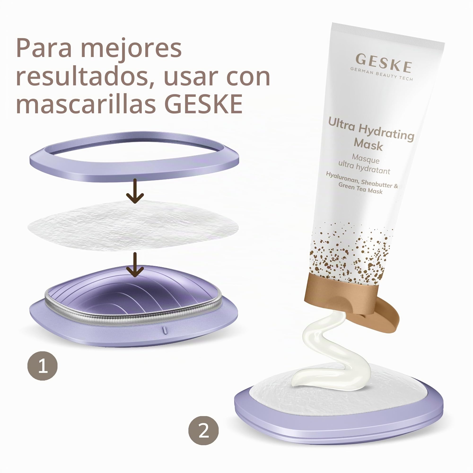 GESKE | SmartAppGuided™ Sonic Warm & Cool Mask | 9 en 1 | Máscara facial LED de belleza | Espectro LED completo y terapia de luz roja | Calor/frío | Mayor absorción de productosl | masajeador facial