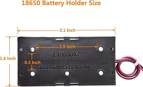 Miniatura 4 de Adeept Soporte de batería de 2 ranuras con cable y conector JST de 0.100 in y enchufe para batería 18650 de 4 celdas, baterías conectadas en serie
