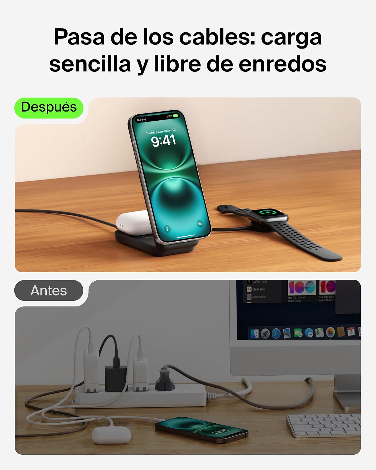 Belkin UltraCharge Cargador Inalámbrico Qi2, 2 en 1 Cargador Magnético Compatible con MagSafe con Puerto USB-C, 25W para iPhone 17, iPhone Air, AirPods, Pixelsnap con Adaptador de 45W – Negro 7
