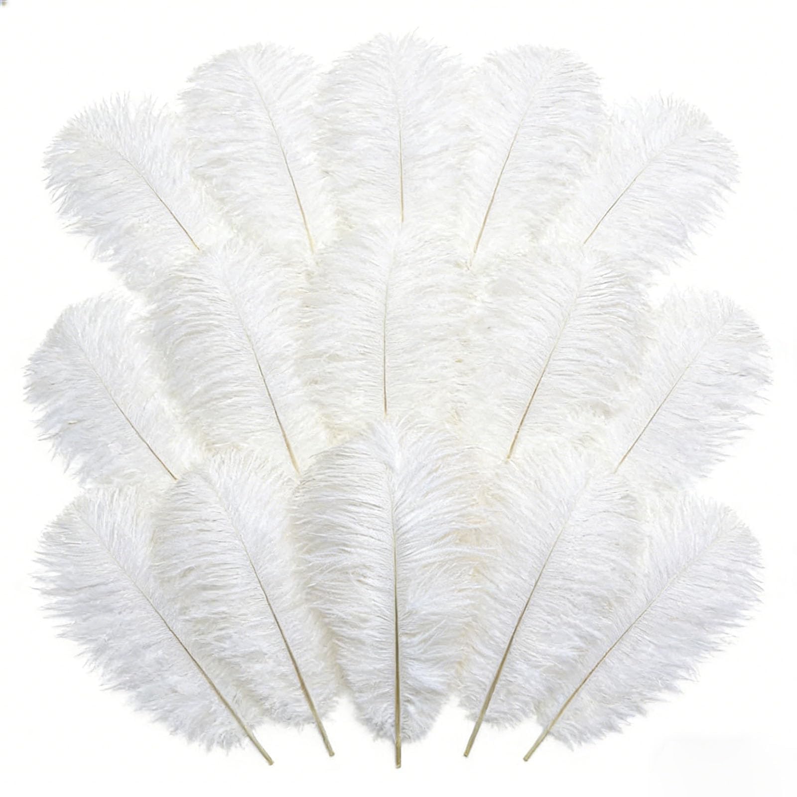 Lot de 20 grandes plumes d’autruche blanches naturelles 25-30 cm, plumes duveteuses pour mariage, centre de table, bouquet floral, décoration sapin de Noël, artisanat DIY