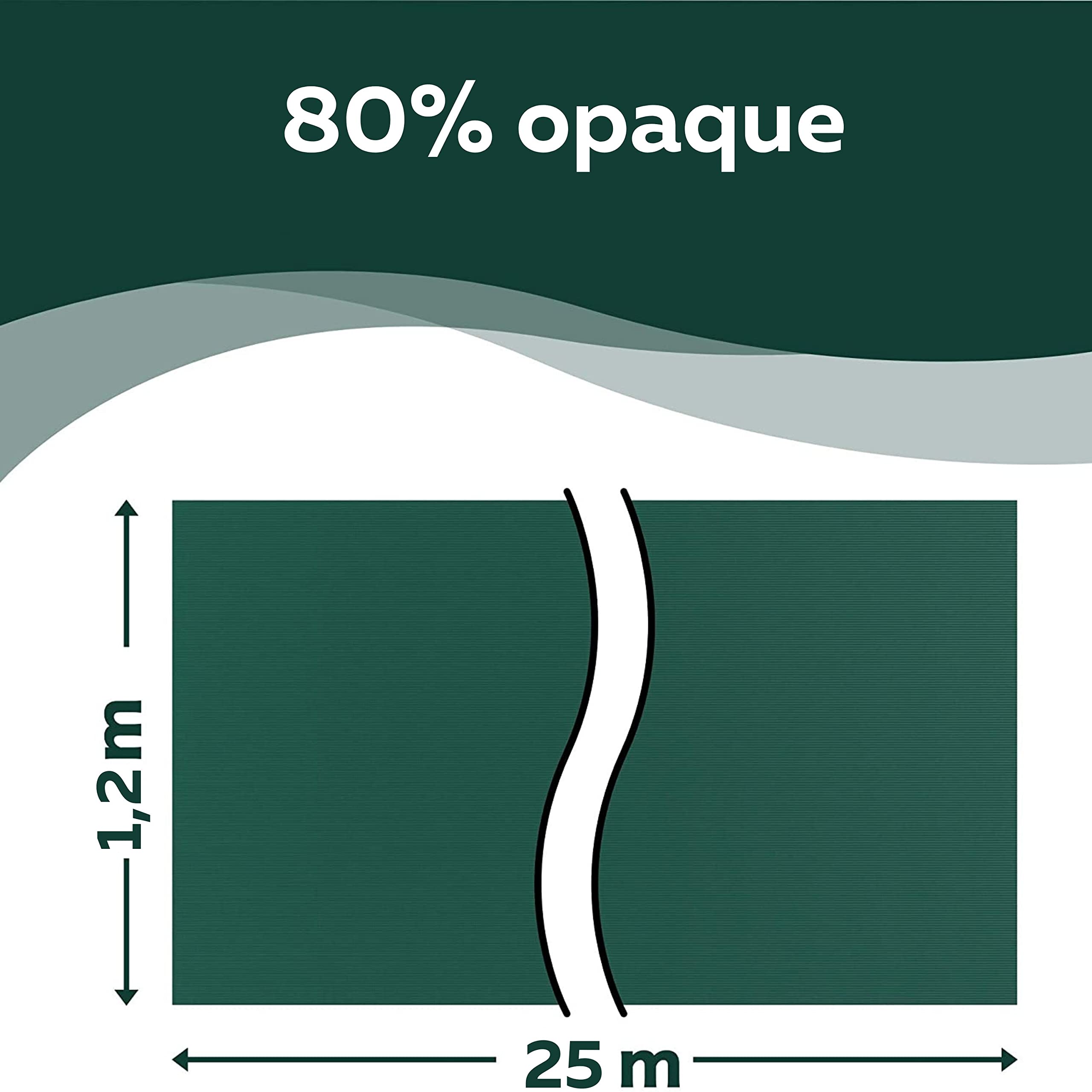 Brise-vue - Tapis ombragé - Protection contre le vent - Avec attache-câbles - Différentes tailles 1,2 x 25 m vert foncé