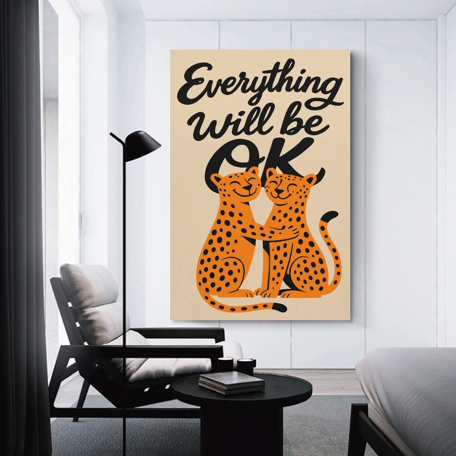 Junmoney Wall Art Print Everything Will Be OK - Cheetahs, 20x30inch(50x75cm), for Contemporary Homes, Apartments Or Offices, An Easy Choice for New Home Styling