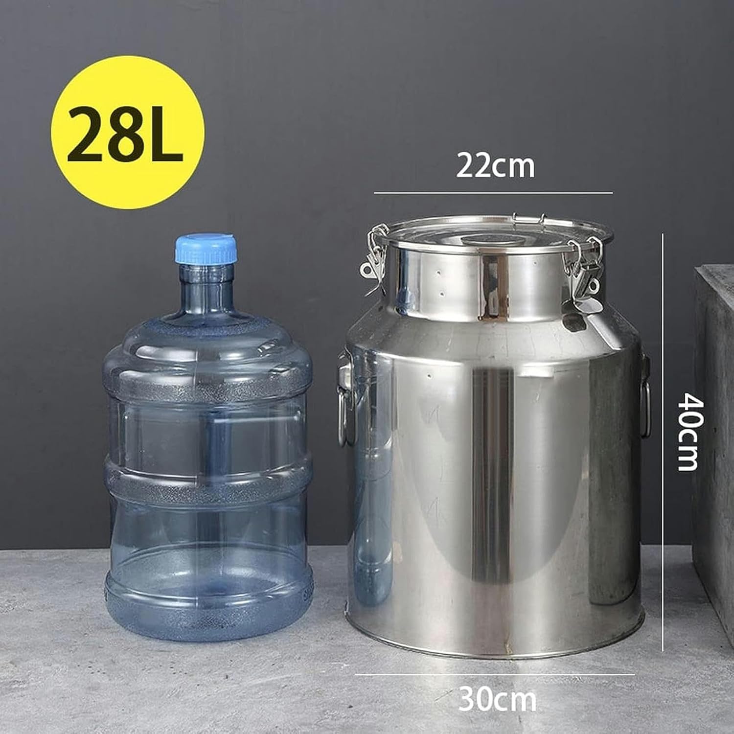 Transport Barrel 304 Stainless Steel Airtight Milk Jug Wine Barrel Tea Bucket with Sealing Cover, for Milk, Honey, Oil, Wine