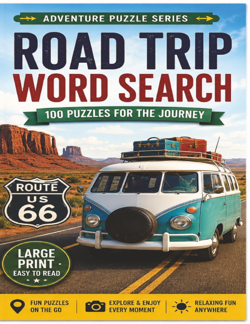 Road Trip: Travel-Themed Large Print Puzzle Book Packed with Fun American Adventures, National Parks, Food Stops, and Vacation Fun (ADVENTURE PUZZLE COLLECTION)