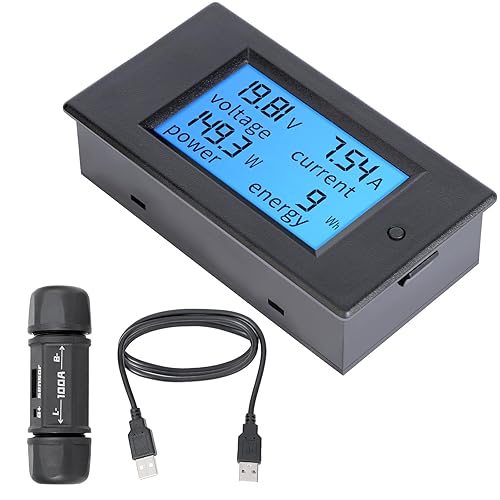 Miniatura 3 de Polímetro digital de DROK DC 65-100V 100A medidor de voltaje amperaje potencia pantalla digital LCD para medir la corriente 1