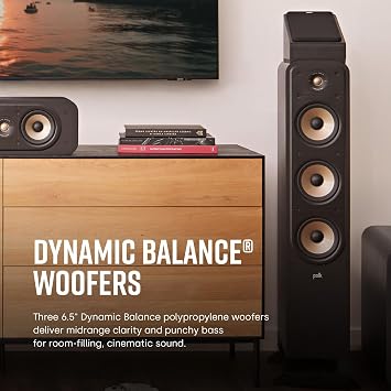 Polk Audio Signature Elite ES60 Tower Speaker, Single, Stunning Black