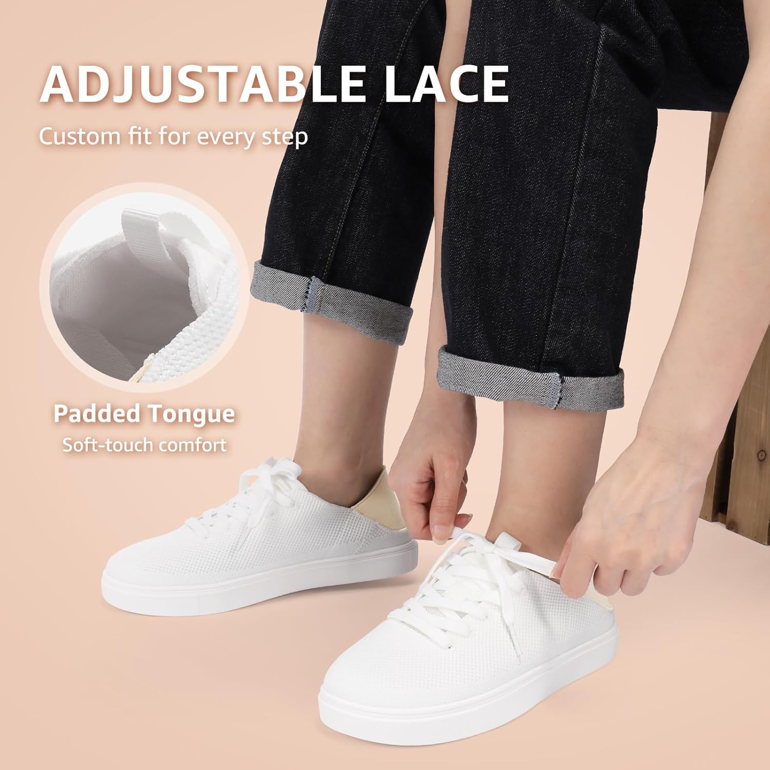 STQ Women's Fashion Sneakers with Fold-Down Heel 2026 Travel Essentials Casual Orthopedic Shoes for Work Commute Daily Wear