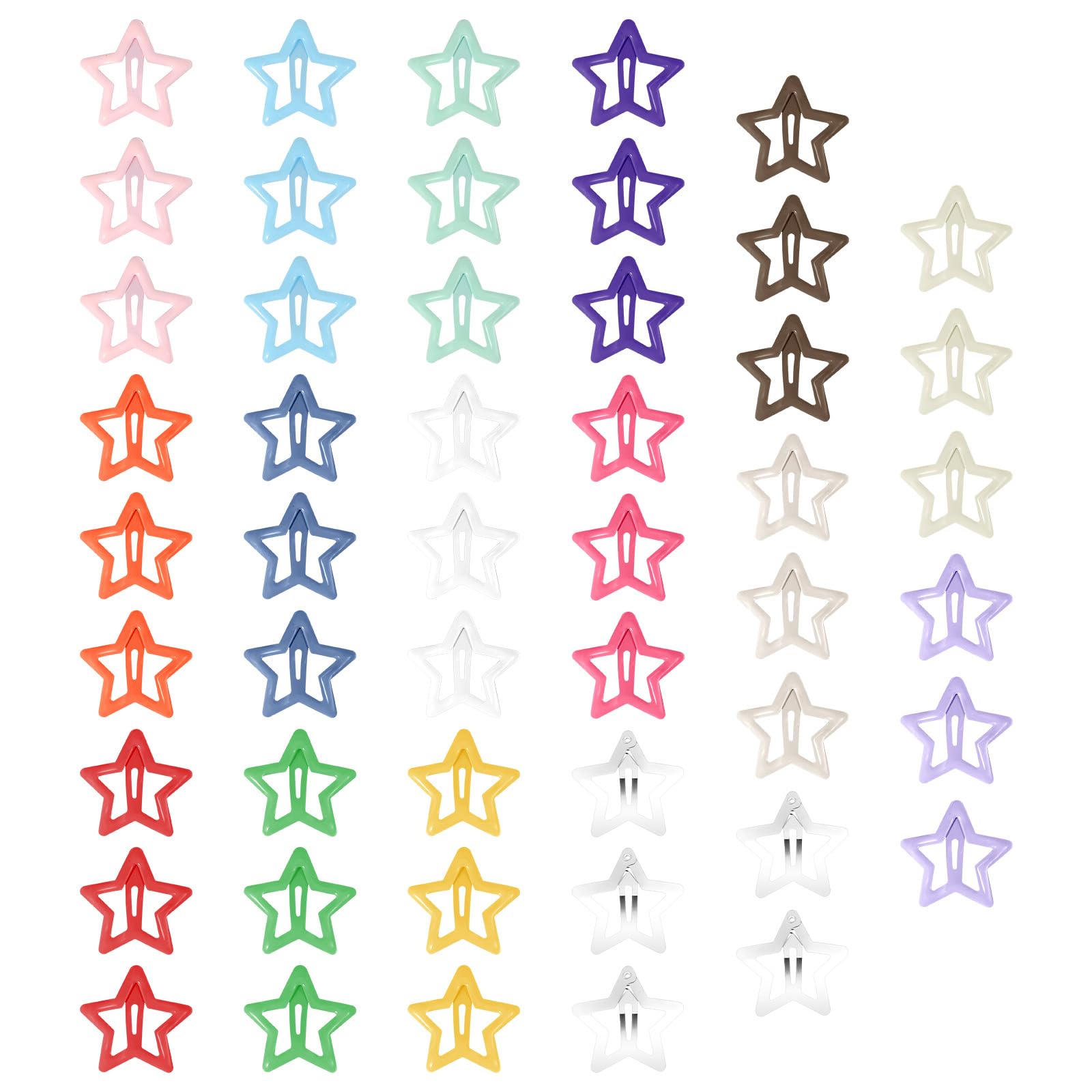 Xindojuz 50 PCS Star Clips, 1.2"/3 cm Metal Non-Slip Snap Hair Clips and Barrettes, Cute Y2k Hair Accessories for Girls and Women, 2000s Sparkling