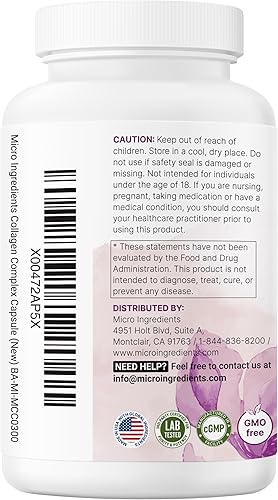 Miniatura 8 de Micro Ingredients Píldoras de colágeno múltiple para mujeres y hombres, 240 cápsulas  Tipo I, II, III, V, X  Péptidos hidrolizados con biotina,