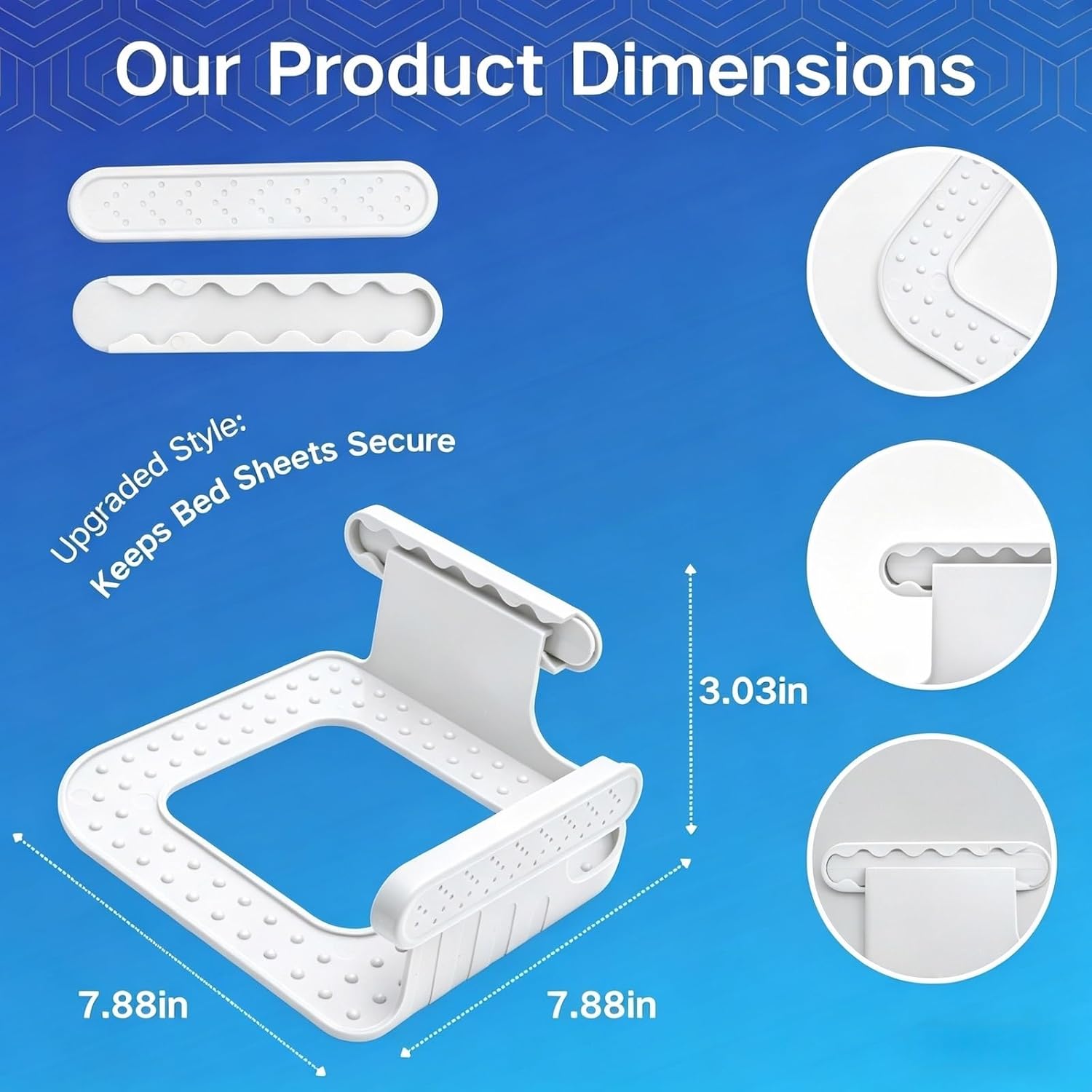 Bed Sheet Holders for Corners, Lock Sheet Holders, 4Pcs Fitted Sheet Holders Keep Sheets Firm & Tight, Durable Heavy Duty Bed Sheet Clips, Sheet Locks, Fit All Mattress Easy Install - White