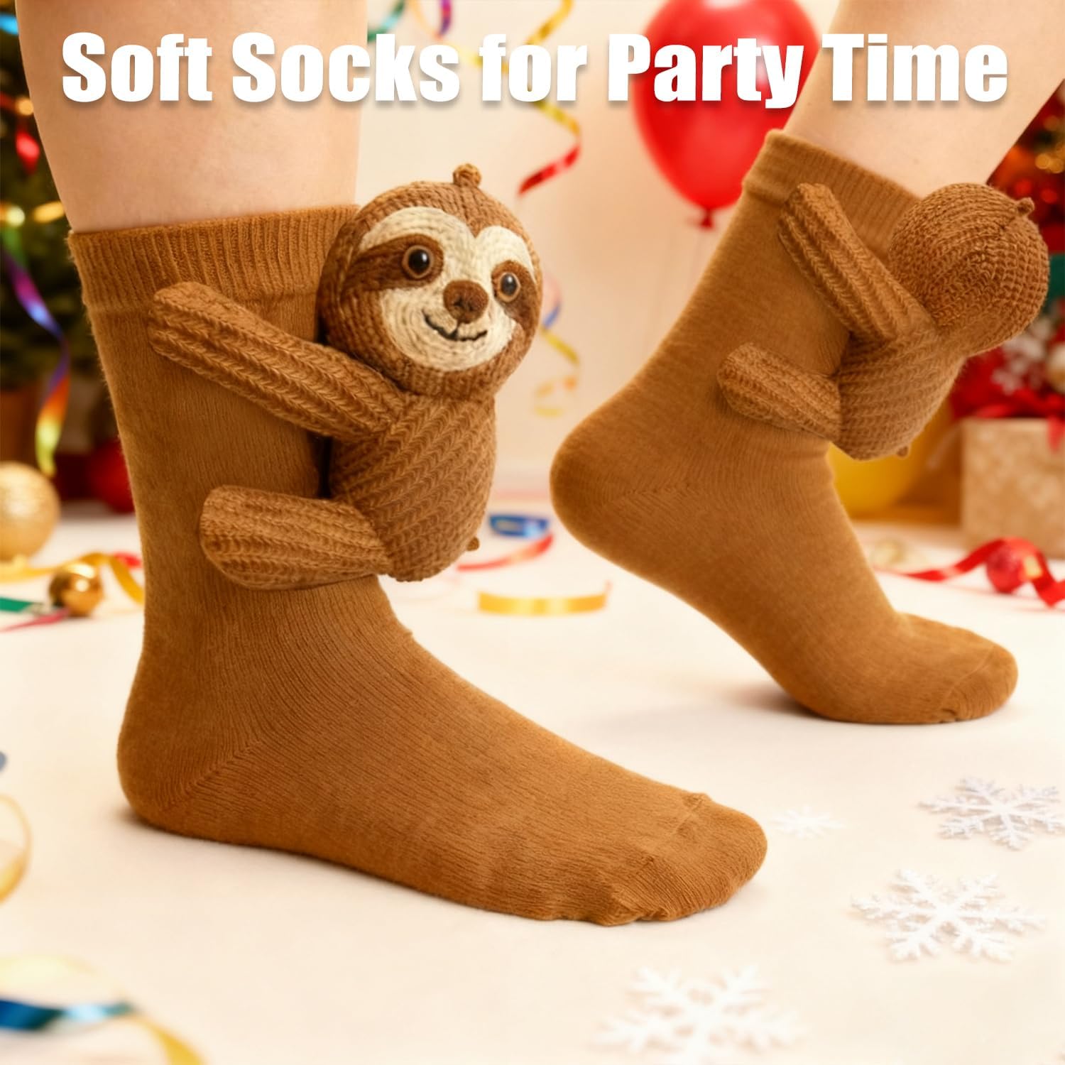 UKM Animal Socks, 3D Knit Animal Socks, Cute Plush Animals Hug Sock, Long Stocking Sock for Christmas Gifts