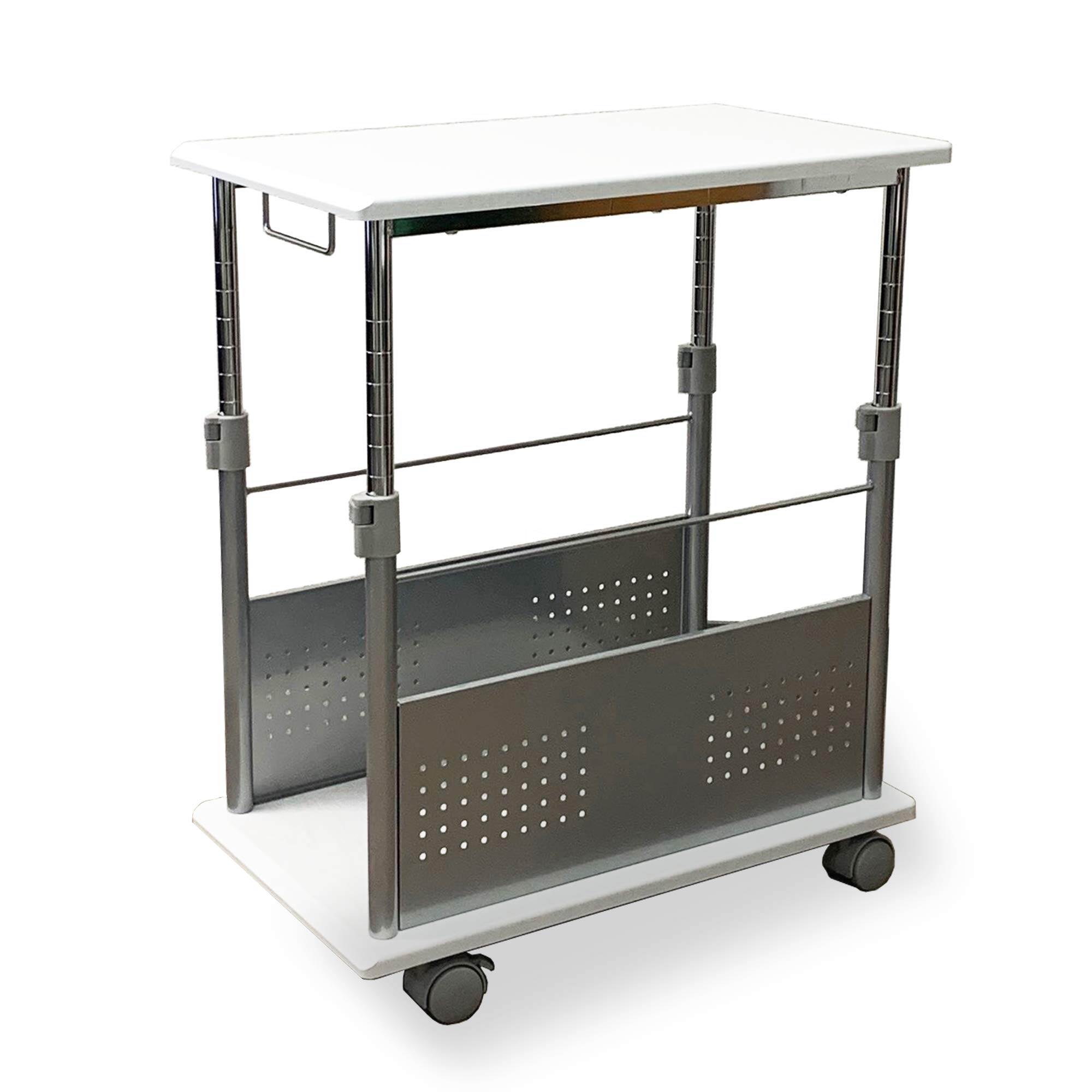 PJC-7201-WH パソコンラック pcワゴン 昇降式 Amazon.co.jp: PJC-7201-WH 【上下昇降 51～80cm】サイドデスク・L字