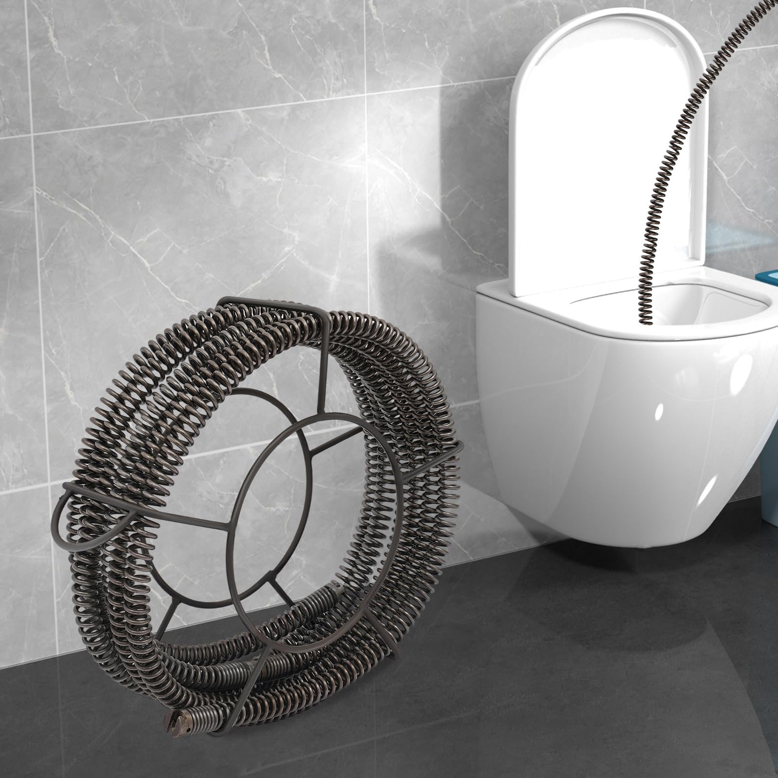 Set di spirali per la pulizia dei tubi, Ø 22 mm + 7 m, spirale a molla per la pulizia dei tubi, spirale professionale per la pulizia dei tubi per lavello, scarico pavimento, WC