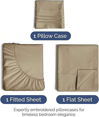 Vista 1753 de Juego de sábanas de 4 piezas tamaño king, extrasuaves, transpirables y refrescantes con esquinas profundas, sábanas de fácil ajuste y sin arrugas