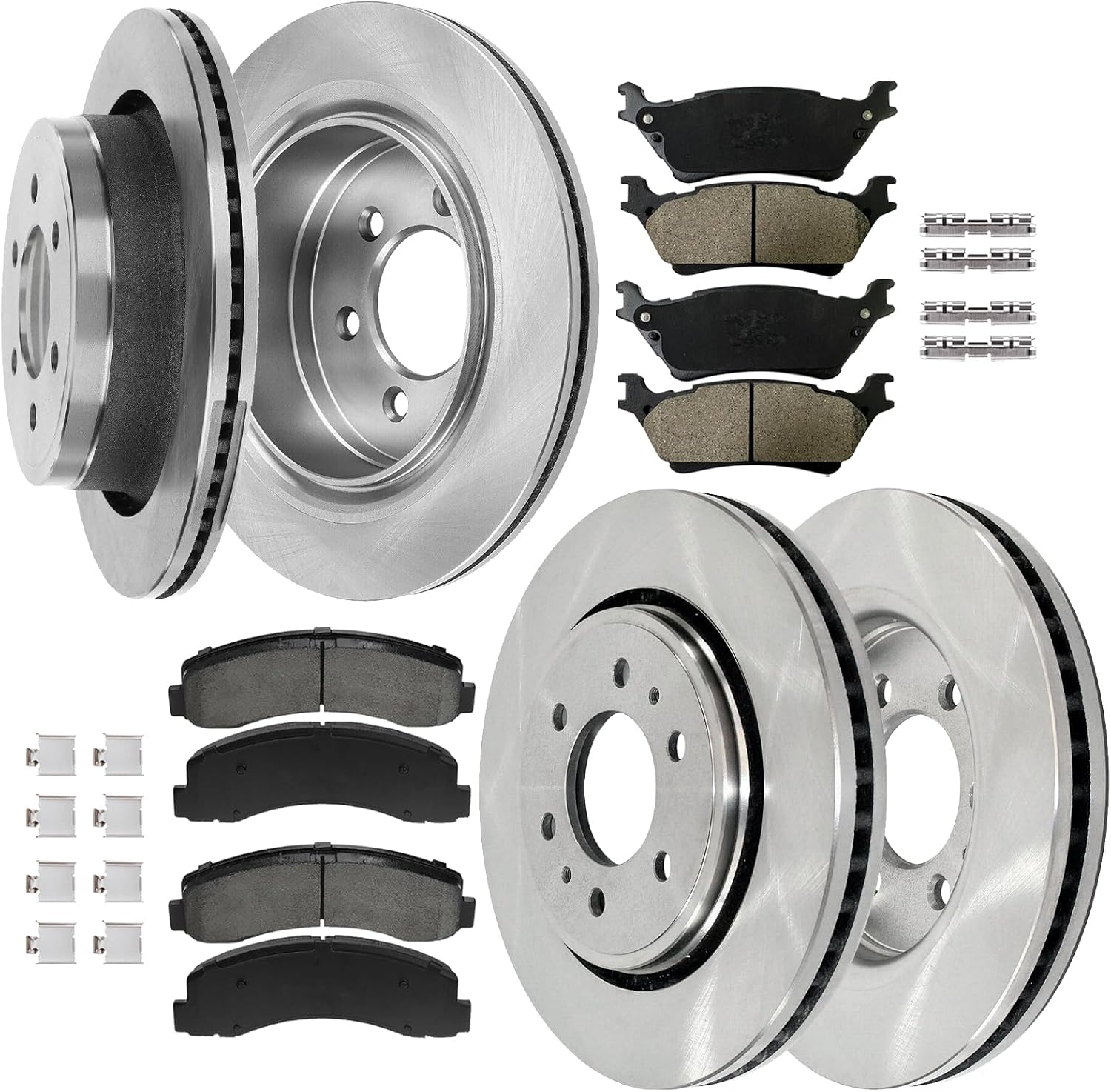 AUTOCLUB [6-Lug Models] Front and Rear Brake Kit, for 2012 2013 2014 2015 2016 2017 2018 2019 2020 Ford F-150 Brake Pads and Rotors, Brakes Replacement Front 13.78" and Rear 13.70"