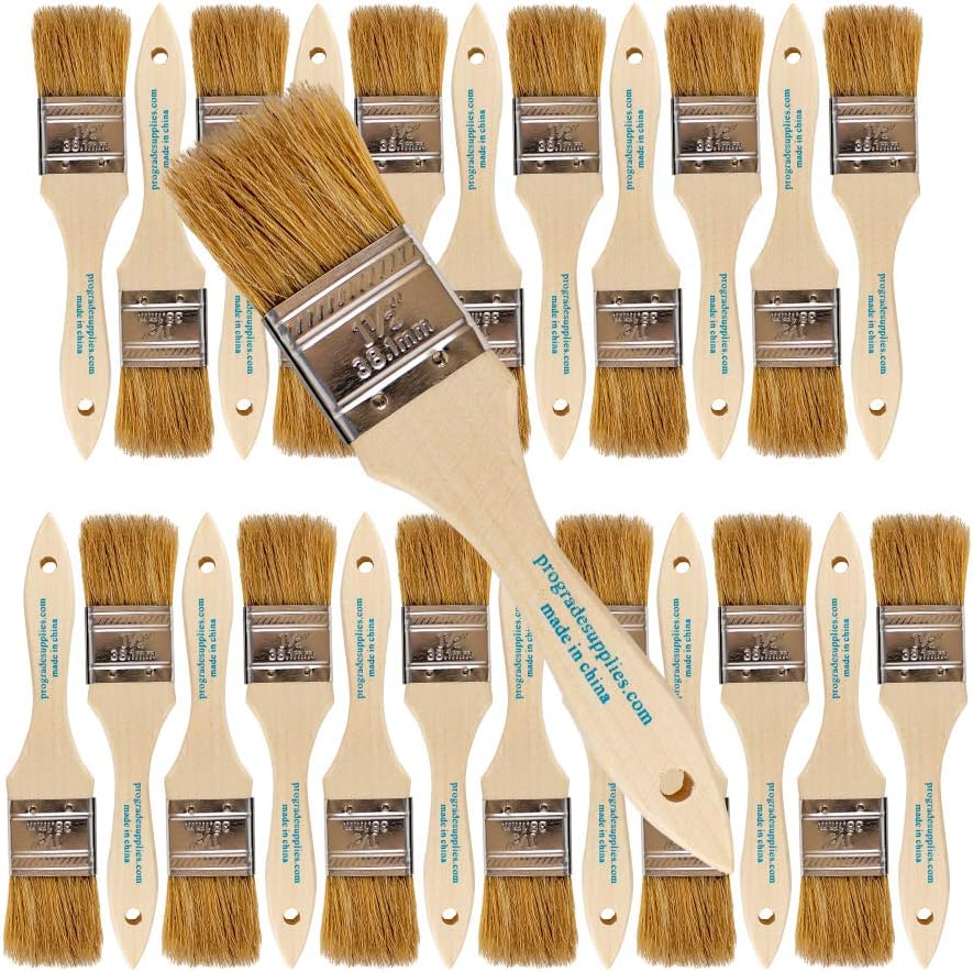 Vermeer Chip Paint Brushes - 24-Pack - 1.5" Chip Brushes for Paints, Stains, Varnishes, Glues, & Gesso - Home Improvement - Interior & Exterior Use